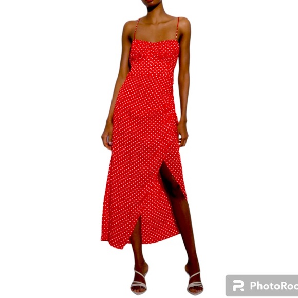 NEW Zara Polka Dot Strappy Corset Mid Dress Size M - Picture 3 of 15